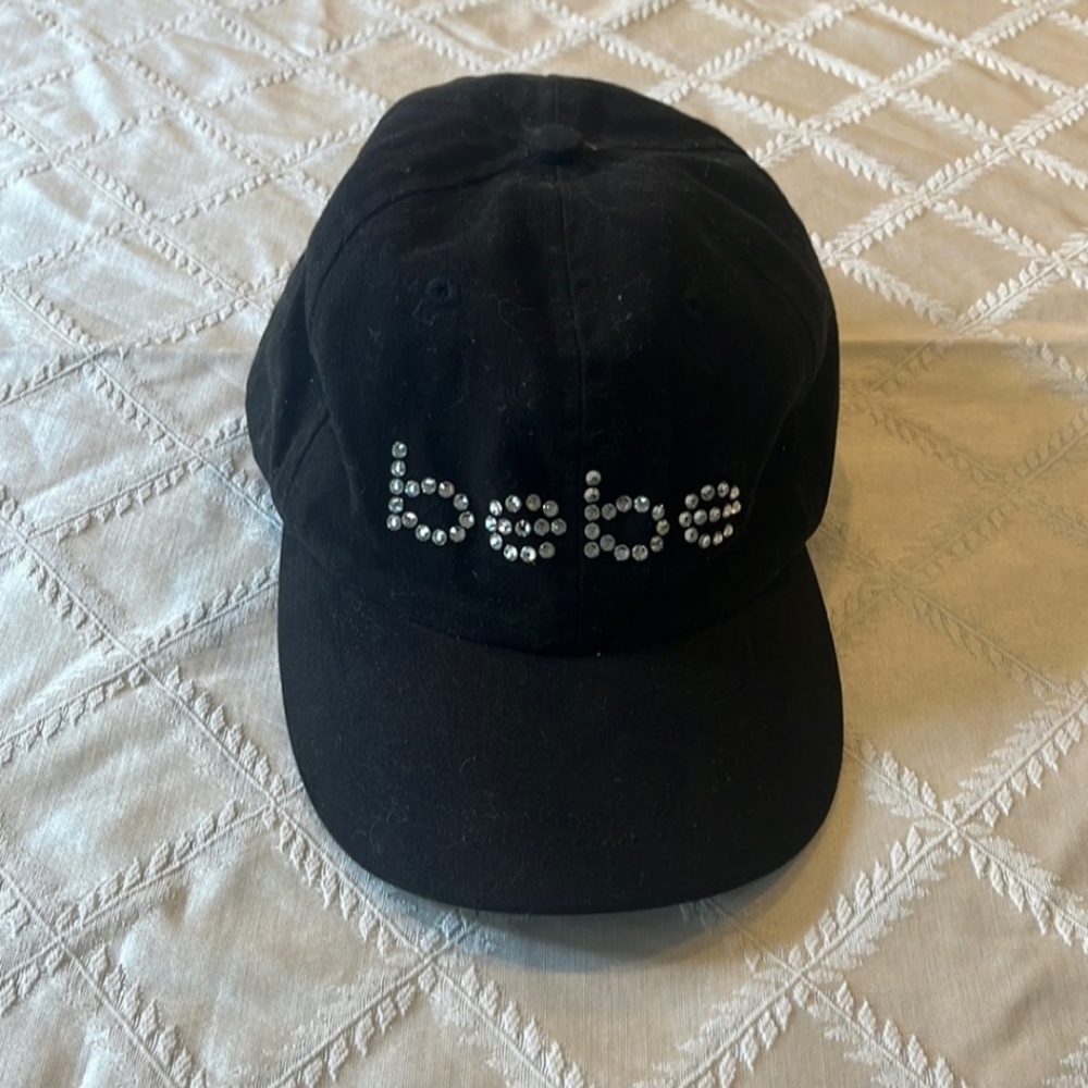 Black Bebe Rhinestone Cap